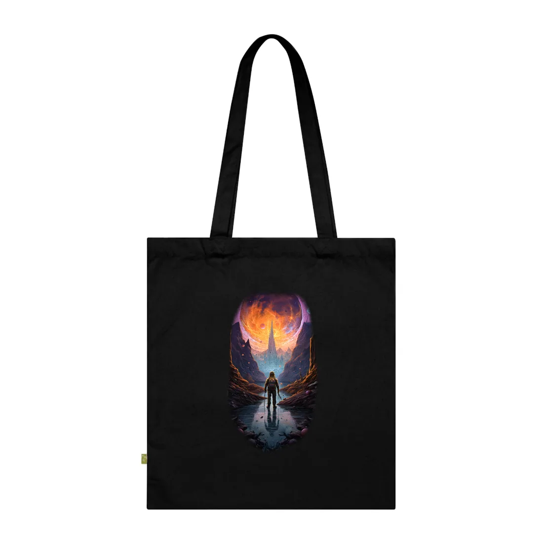 Futuristic Explorer in Wilderness: Sci-Fi Tote Bag - Tote Bag (Black)