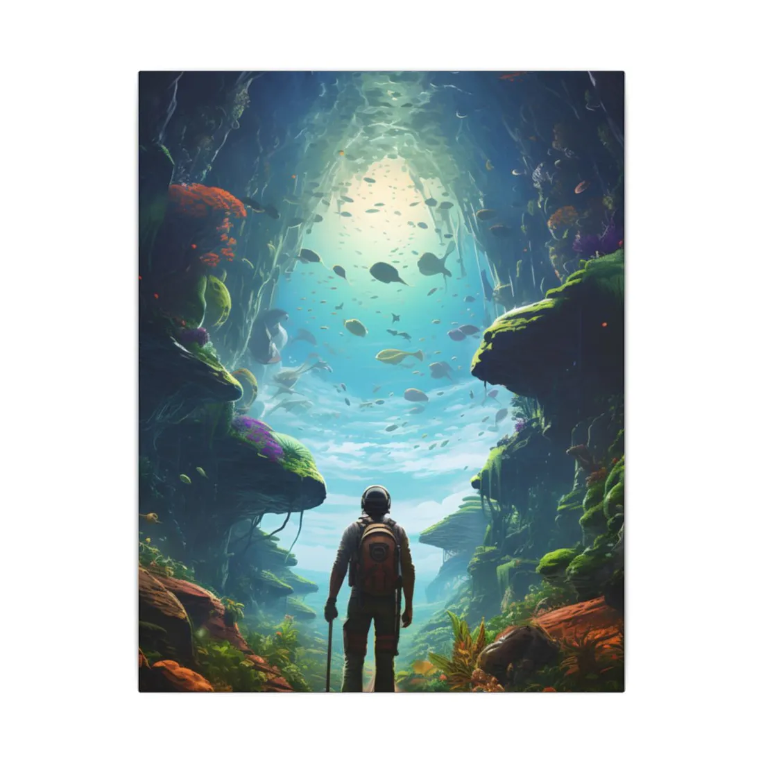 Futuristic Explorer: Sci-Fi Wilderness Discovery - Canvas