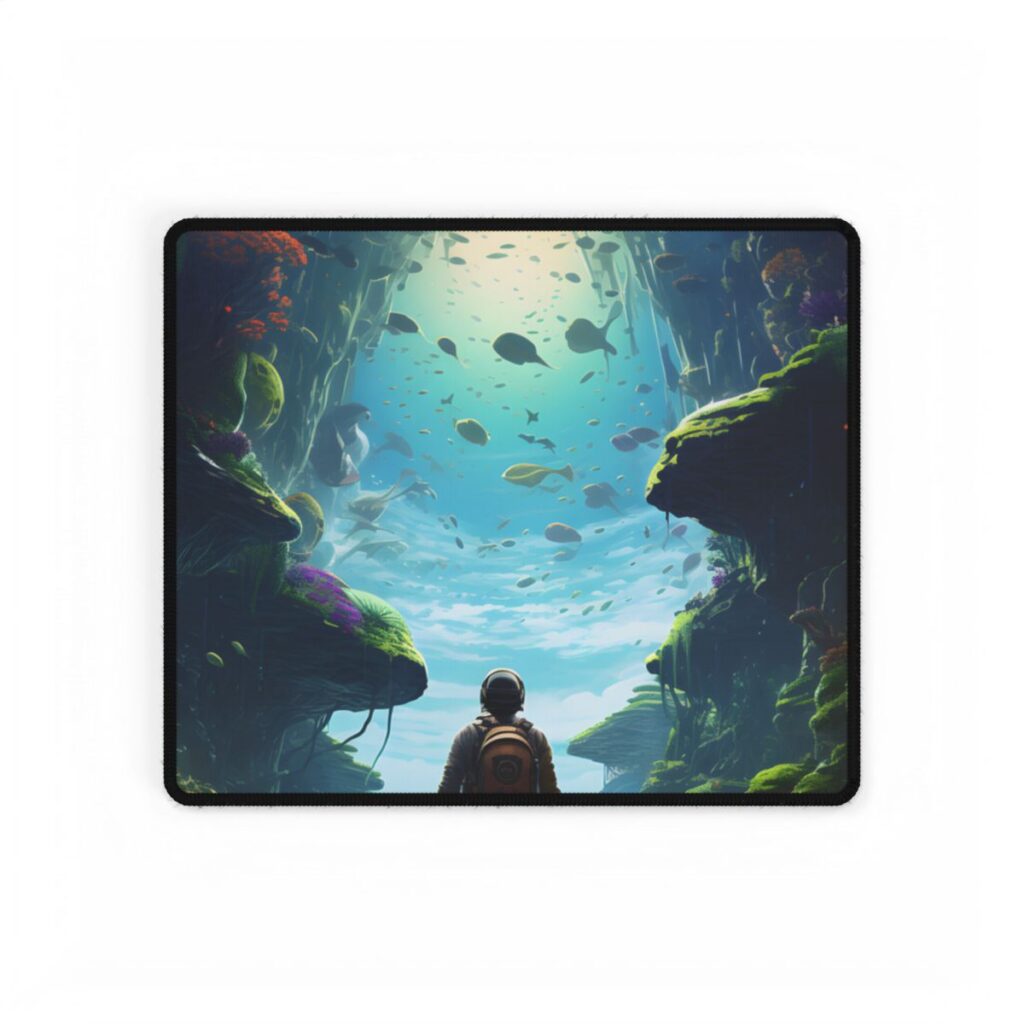 Futuristic Explorer: Sci-Fi Wilderness Discovery - Desk Mat