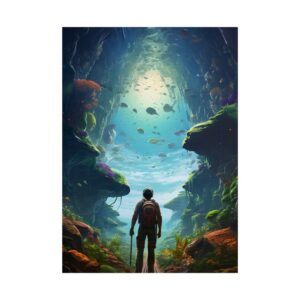 Diver in Underwater Cavern Poster