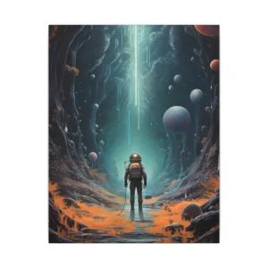 Astronaut in Glowing Cave Canvas Print