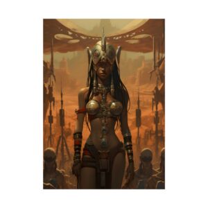 Desert Priestess: Ornate Warrior Portrait in Ruins Poster