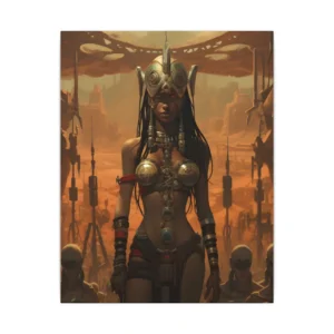 Desert Priestess: Ornate Warrior Portrait in Ruins Canvas Print