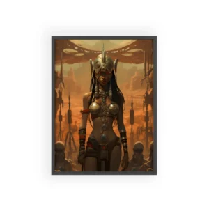 Desert Priestess: Ornate Warrior Portrait in Ruins Framed Poster