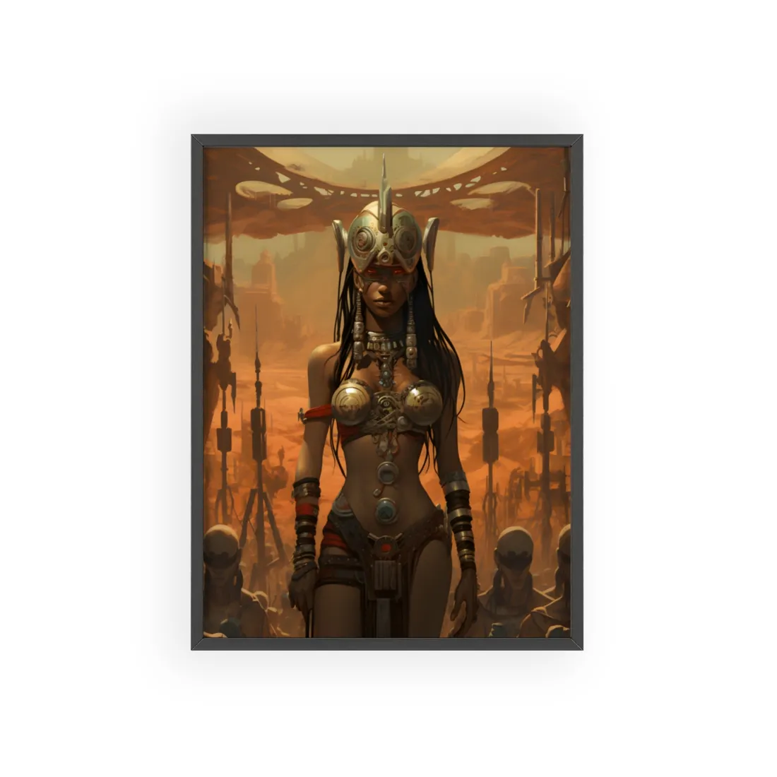 Futuristic Harmony: A Peaceful Tribal Society - Framed Poster