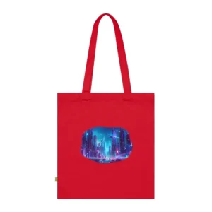 Futuristic Neon City at Night Tote Bag