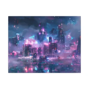 Foggy City Towers at Night Canvas Print