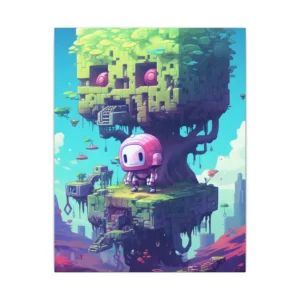 Robot on Floating Island Canvas Print