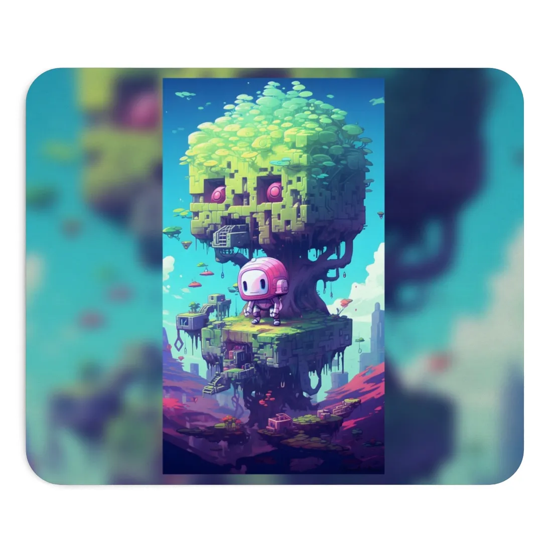 Futuristic Pixel Art: Cyber-Pet Adventure - Mouse Pad