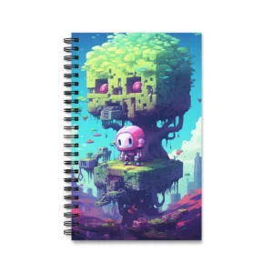 Robot on Floating Island Spiral Notebook