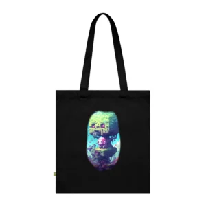 Robot on Floating Island Tote Bag