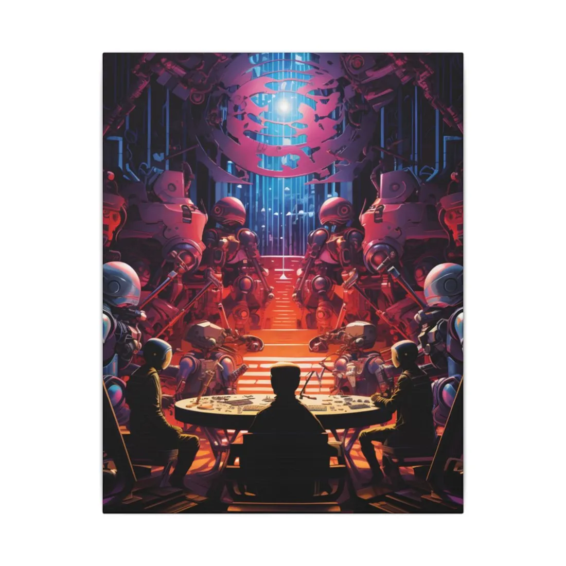 Futuristic Robot Orchestra: Energetic Live Performance Art - Canvas