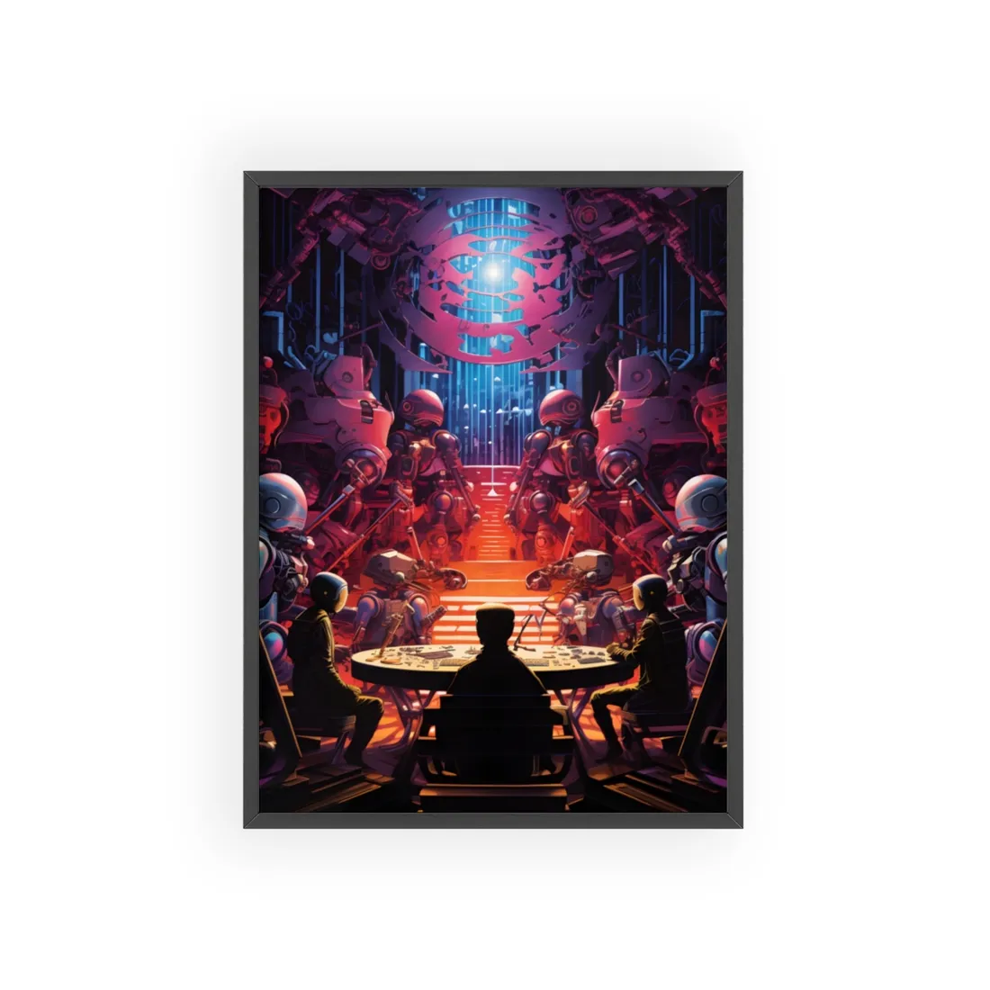 Futuristic Robot Orchestra: Energetic Live Performance Art - Framed Poster