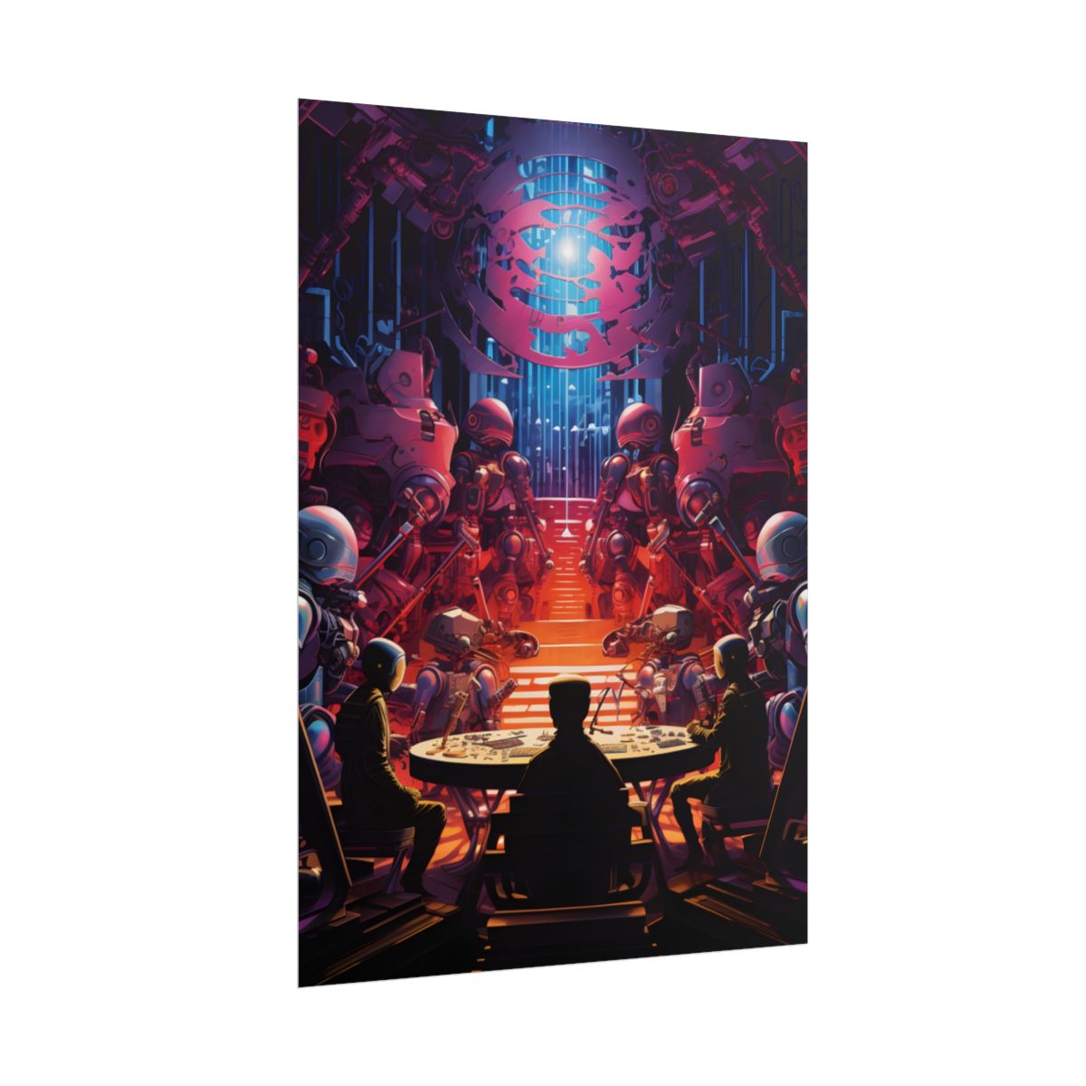 Futuristic Robot Orchestra: Energetic Live Performance Art - Poster