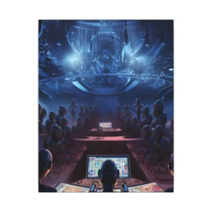 Robots at Control Room Desks Canvas Print