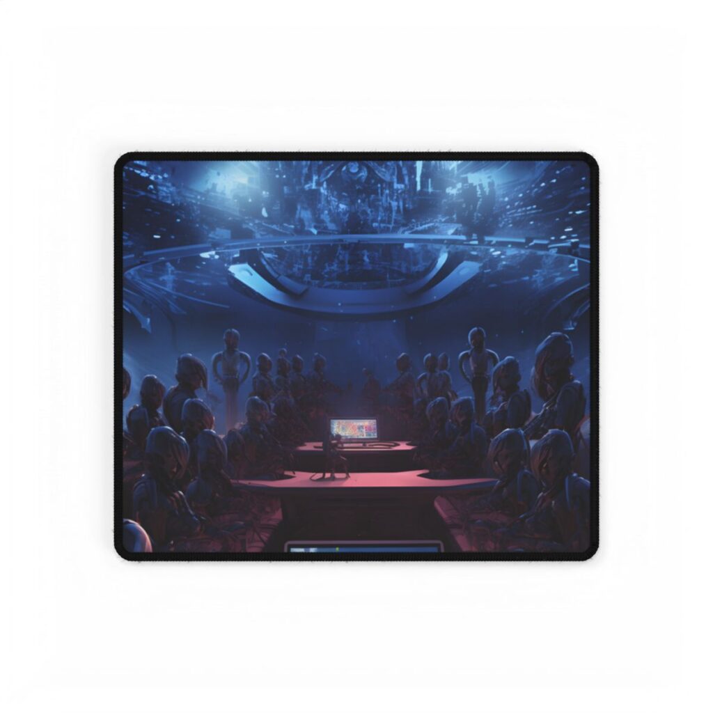 Futuristic Robot Orchestra: Musical Performance Art - Desk Mat