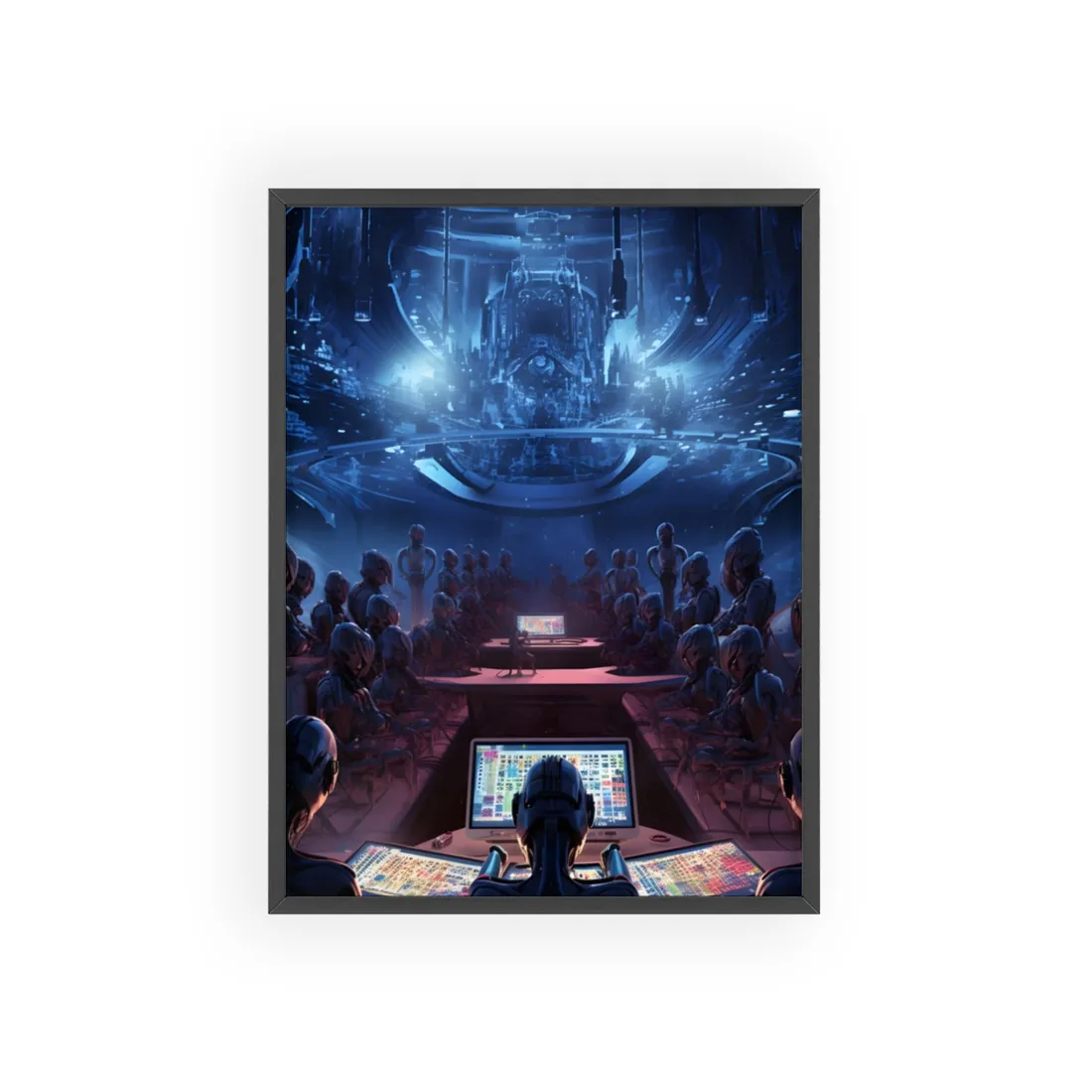 Futuristic Robot Orchestra: Musical Performance Art - Framed Poster