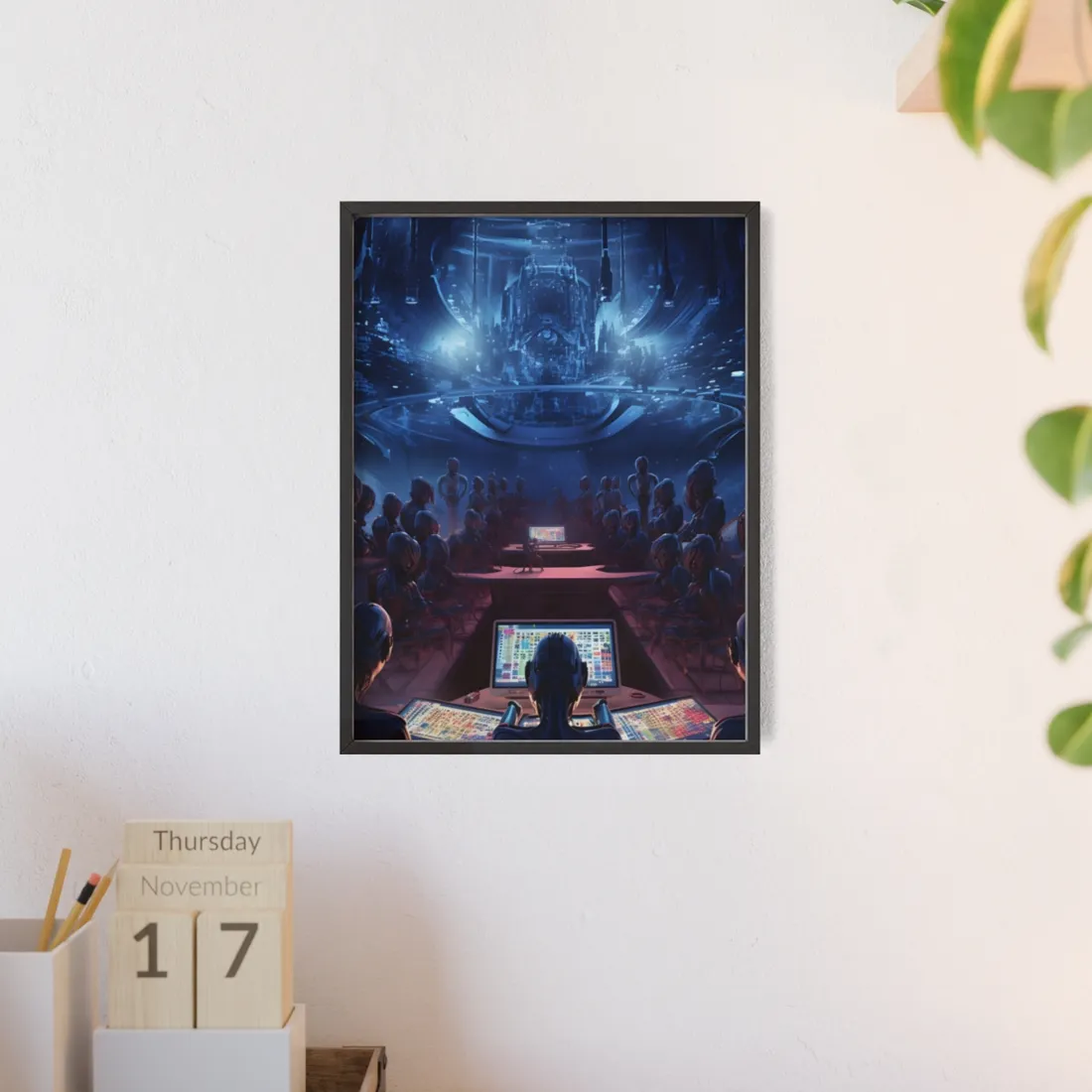 Futuristic Robot Orchestra: Musical Performance Art - Framed Poster