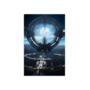 Ringed Space Station Metal Poster