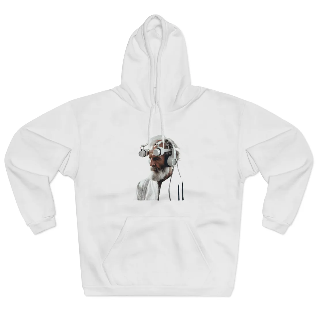 Futuristic Tech-Savvy Senior: Digital Art - Hoodie (White)