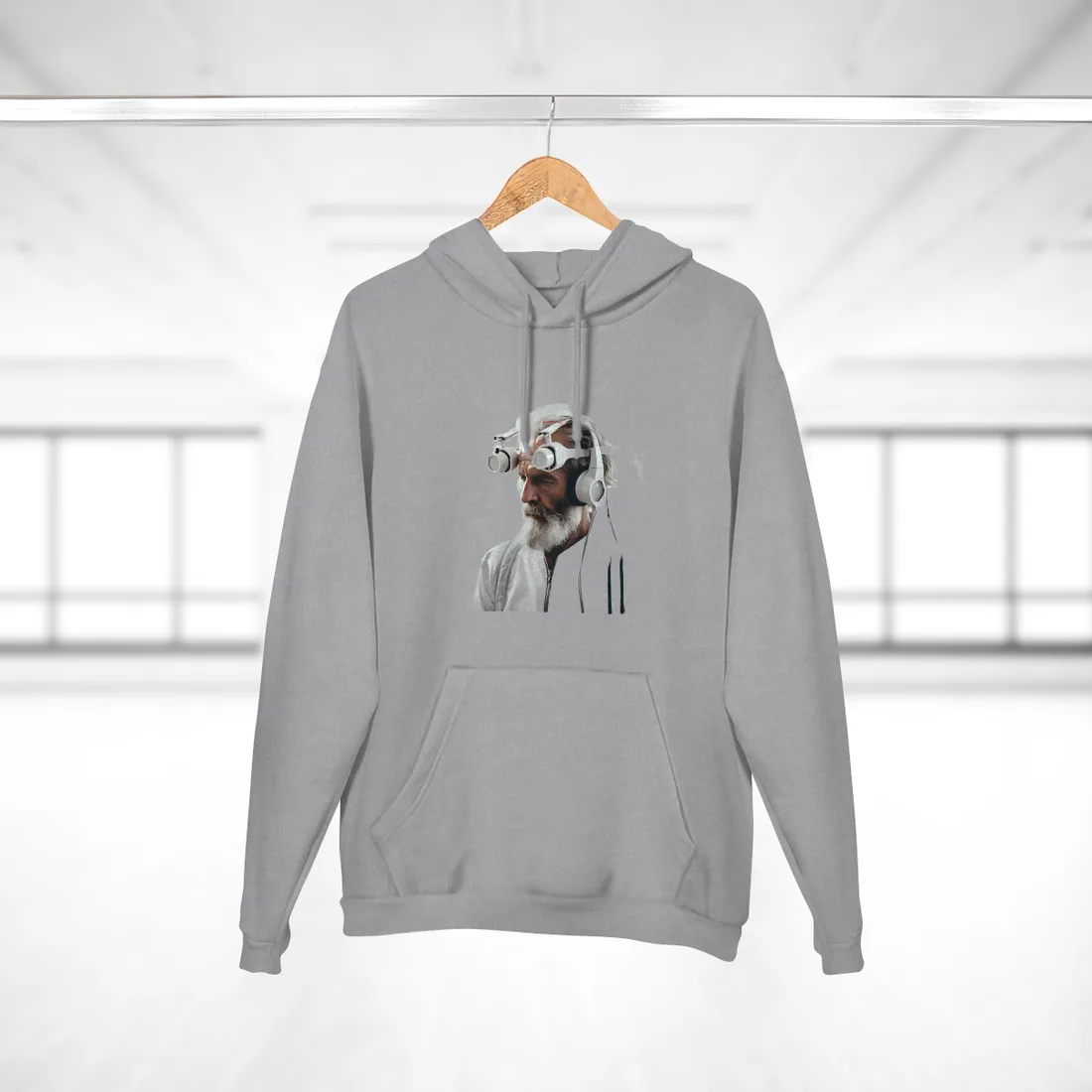 Futuristic Tech-Savvy Senior: Digital Art - Hoodie (Heather Grey)