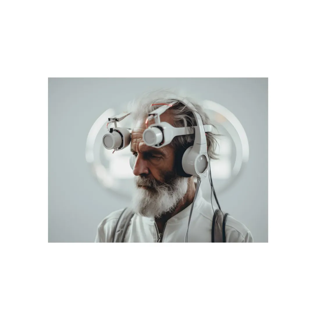 Futuristic Tech-Savvy Senior: Digital Art - Metal Poster