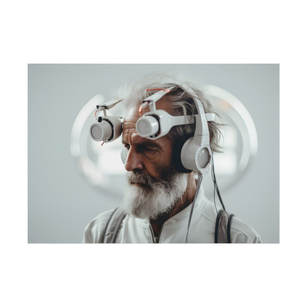 Futuristic Tech-Savvy Senior: Digital Art - Poster