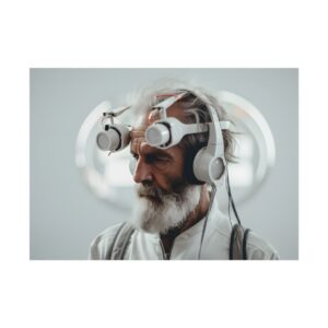 Thoughtful Man in Headset Poster