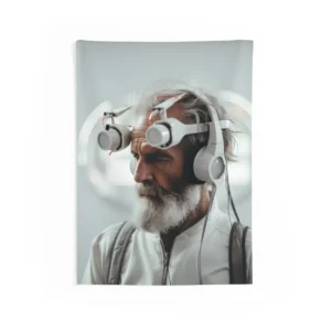 Thoughtful Man in Headset Wall Tapestry