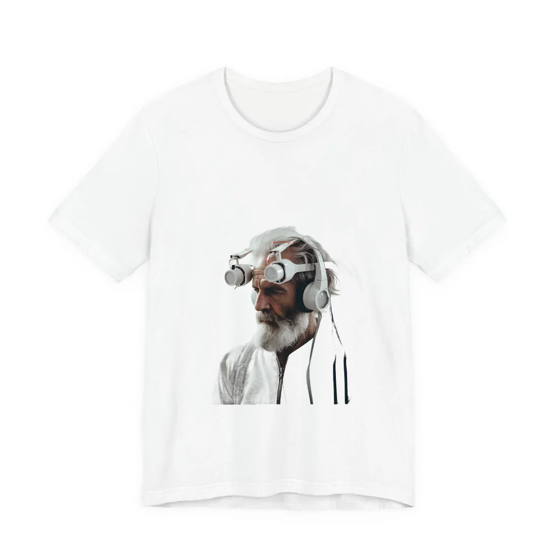 Futuristic Tech-Savvy Senior: Digital Art - T-Shirt (White)