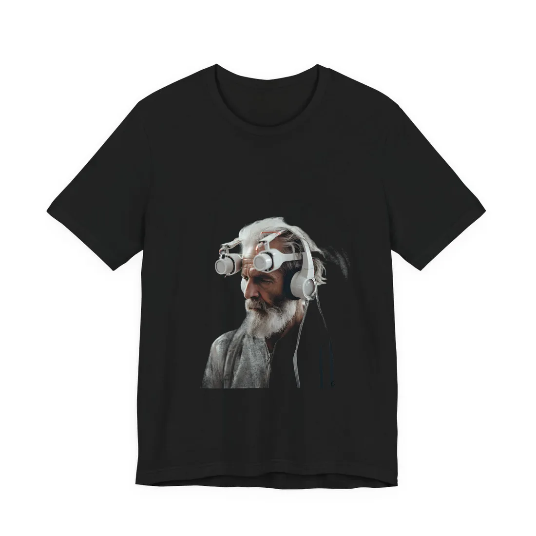 Futuristic Tech-Savvy Senior: Digital Art - T-Shirt (Black)