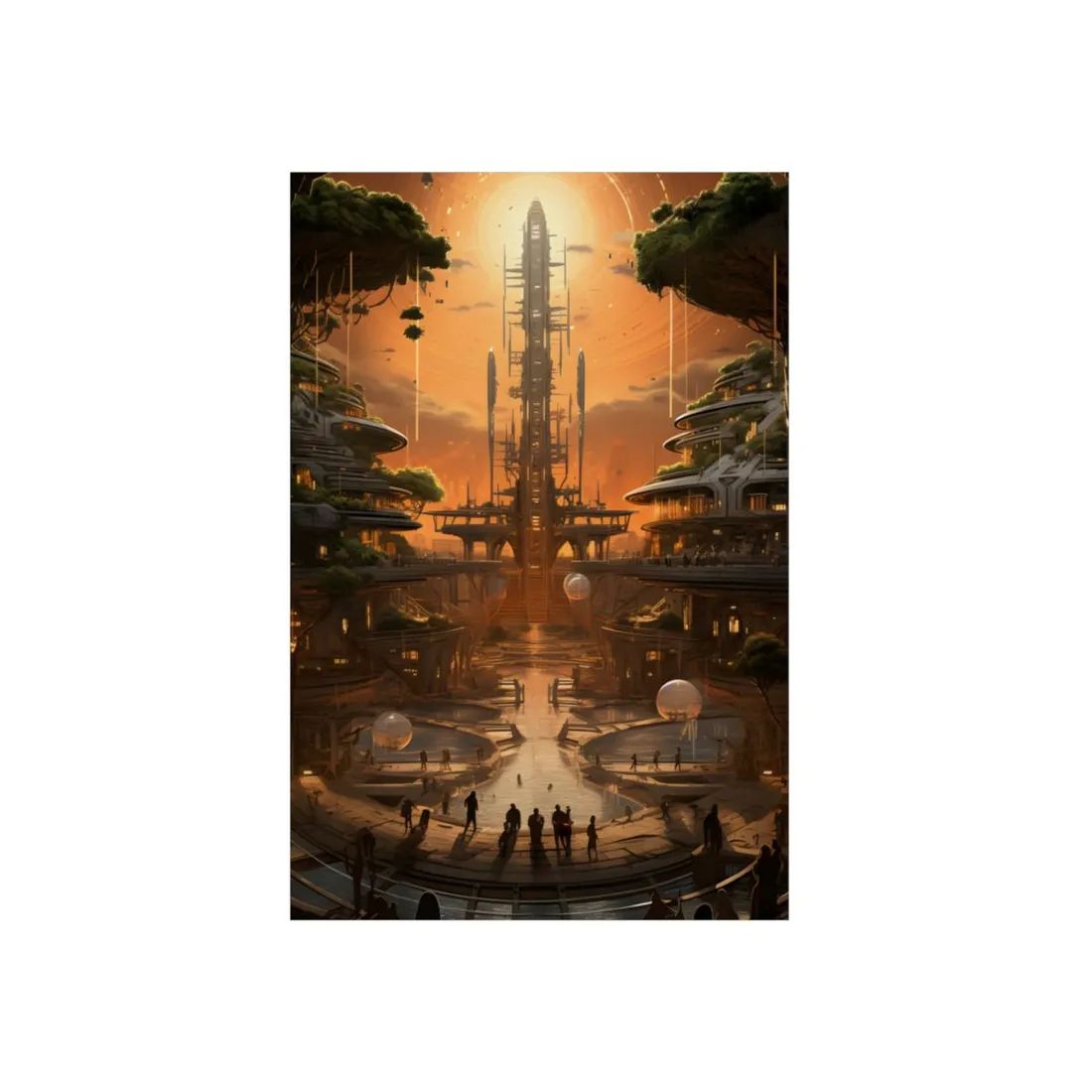 Futuristic Tribal Digital Art: A Glimpse into a Mysterious World - Metal Poster