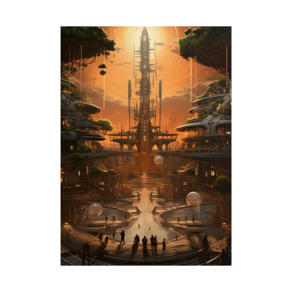 Futuristic Tribal Digital Art: A Glimpse into a Mysterious World - Poster