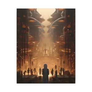 Futuristic City Street Scene Canvas Print