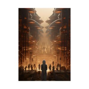 Futuristic City Street Scene Poster