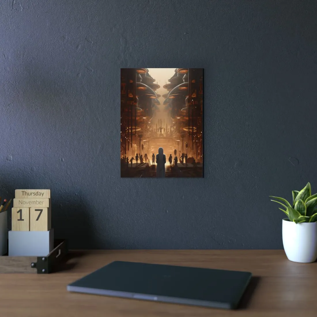 Futuristic Tribal Gathering: Vibrant Colors - Metal Poster