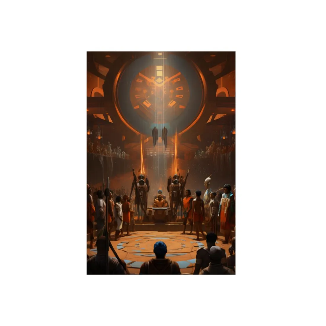 Futuristic Tribal Harmony: A Blend of Tradition and Tech - Metal Poster