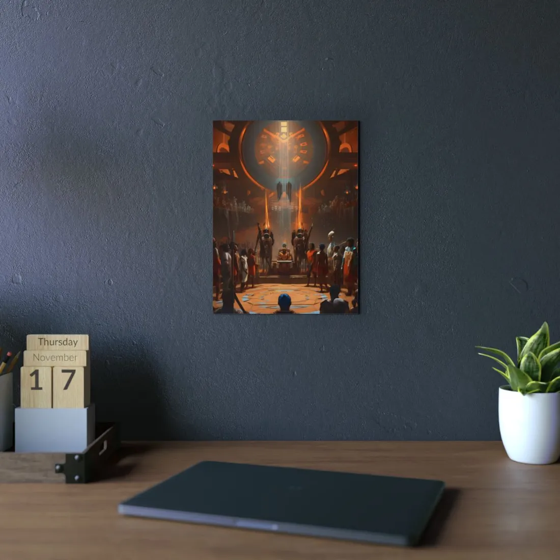 Futuristic Tribal Harmony: A Blend of Tradition and Tech - Metal Poster