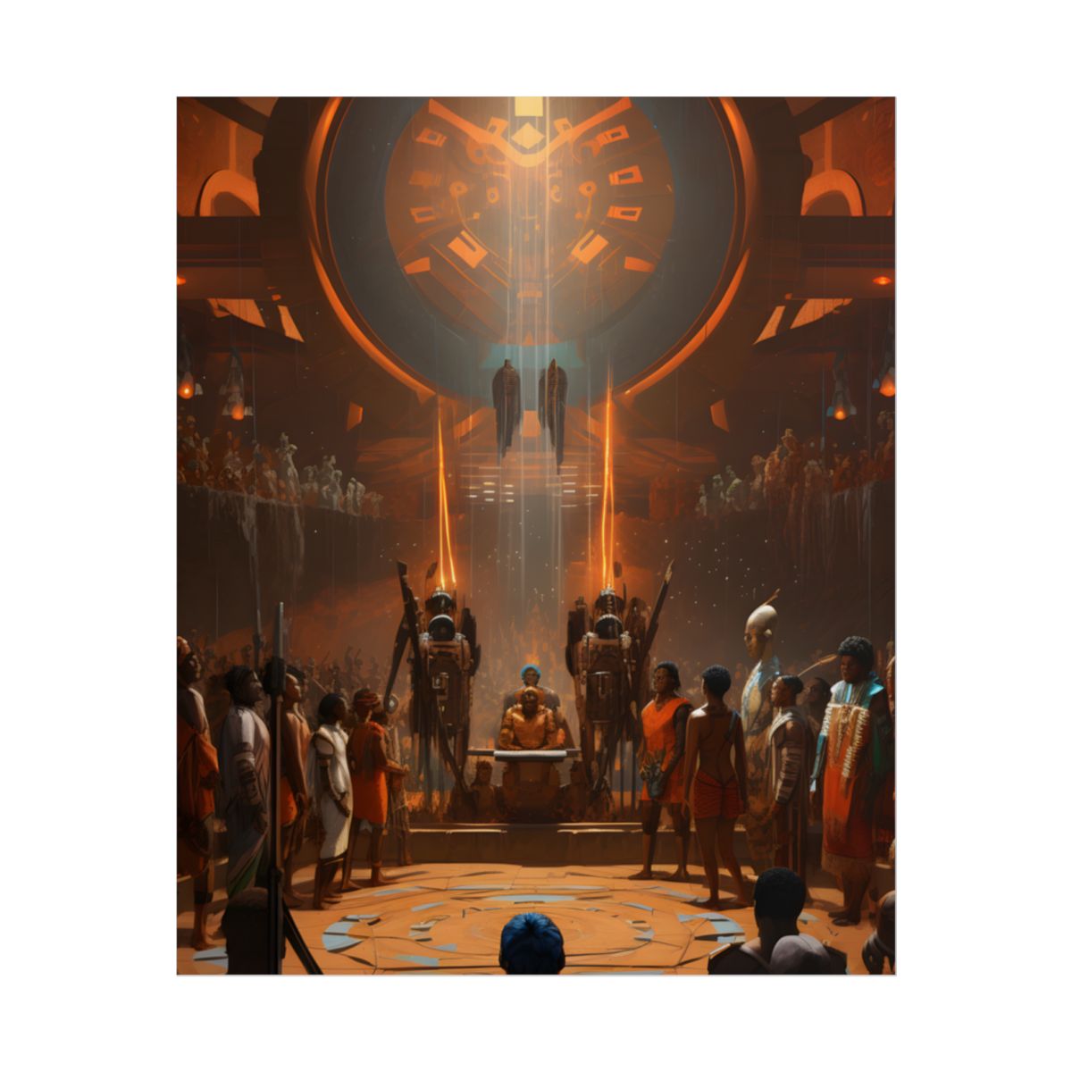 Futuristic Tribal Harmony: A Blend of Tradition and Tech - Poster