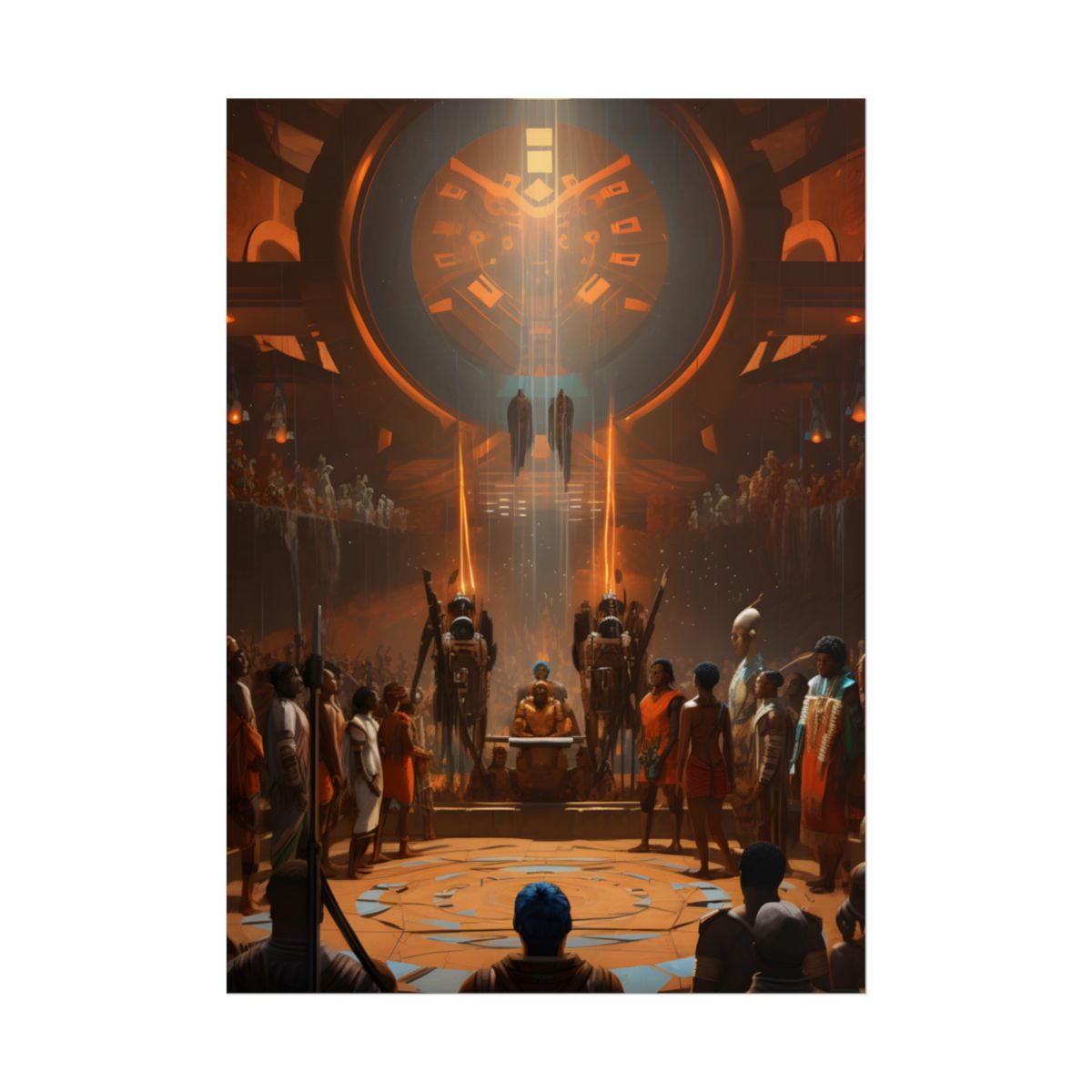 Futuristic Tribal Harmony: A Blend of Tradition and Tech - Poster