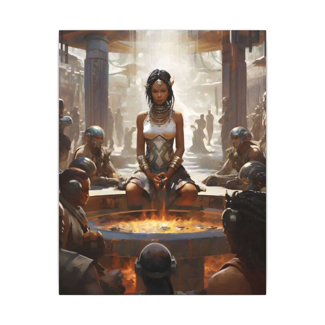Futuristic Tribal Harmony: A Vision of Peace - Canvas