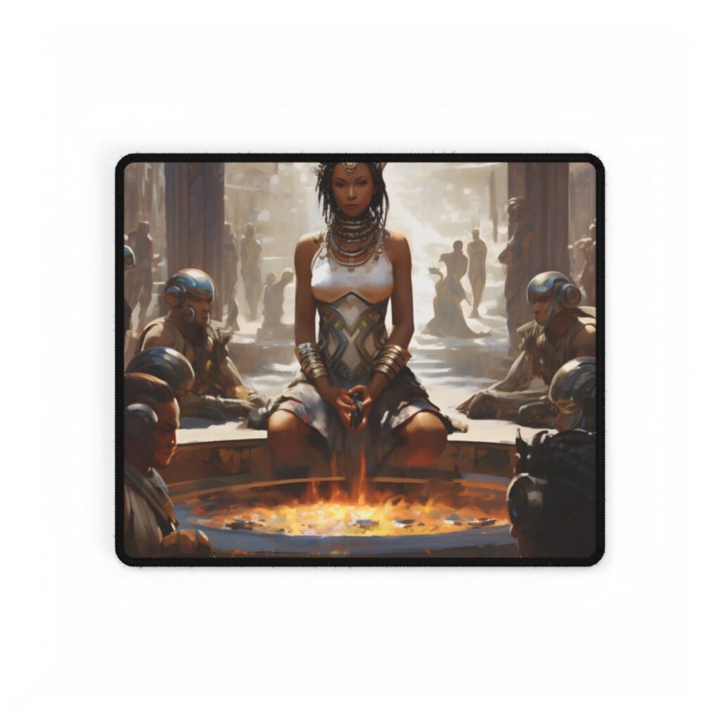 Futuristic Tribal Harmony: A Vision of Peace - Desk Mat