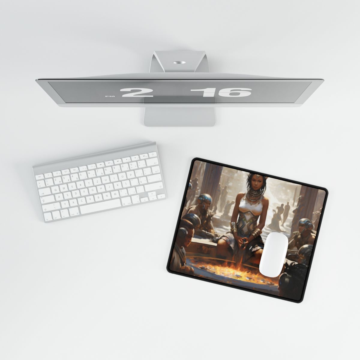 Futuristic Tribal Harmony: A Vision of Peace - Desk Mat