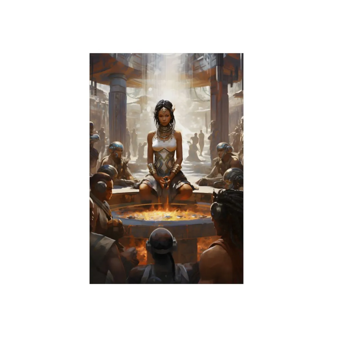 Futuristic Tribal Harmony: A Vision of Peace - Metal Poster