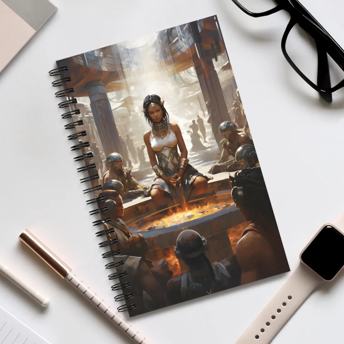 Futuristic Tribal Harmony: A Vision of Peace - Spiral Notebook
