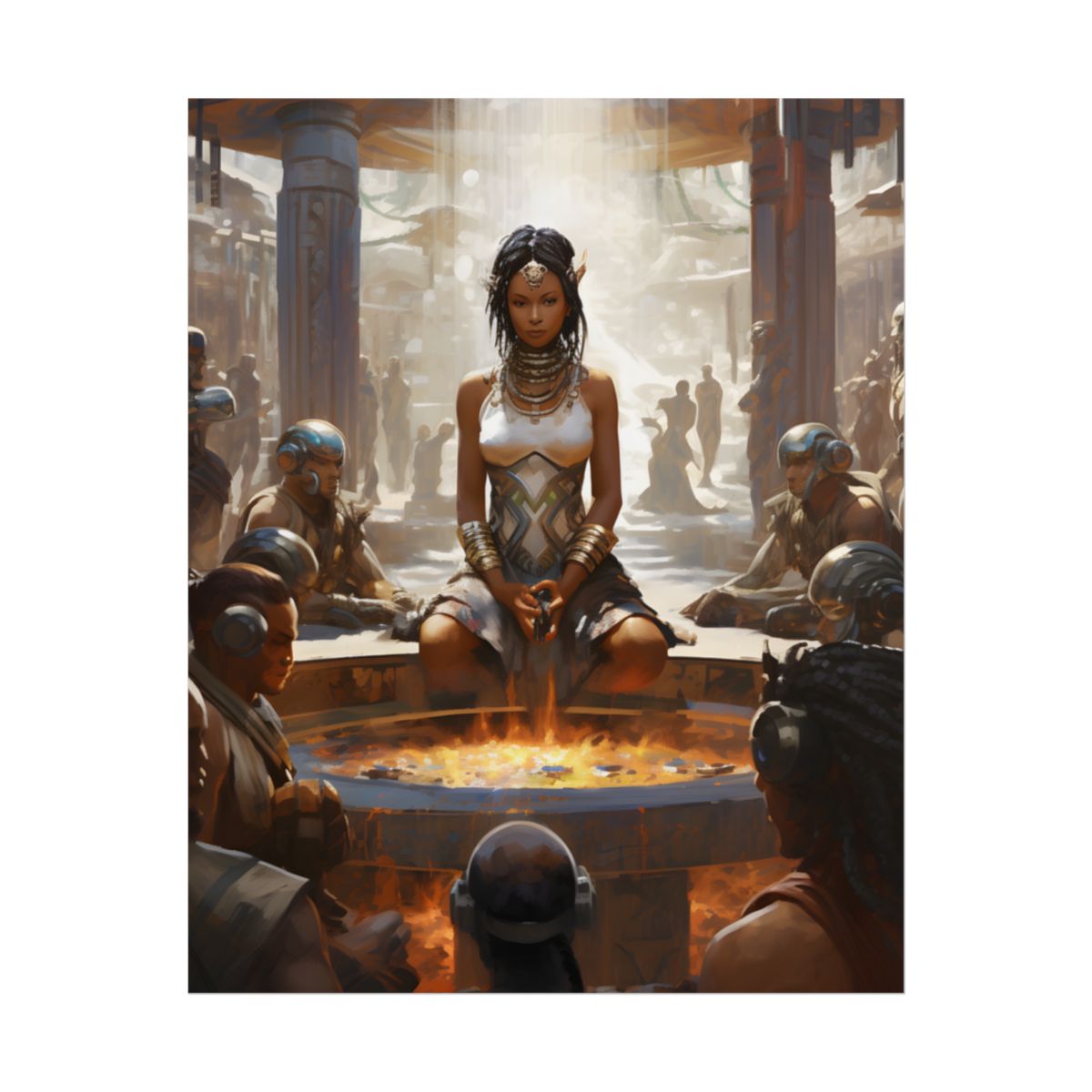 Futuristic Tribal Harmony: A Vision of Peace - Poster