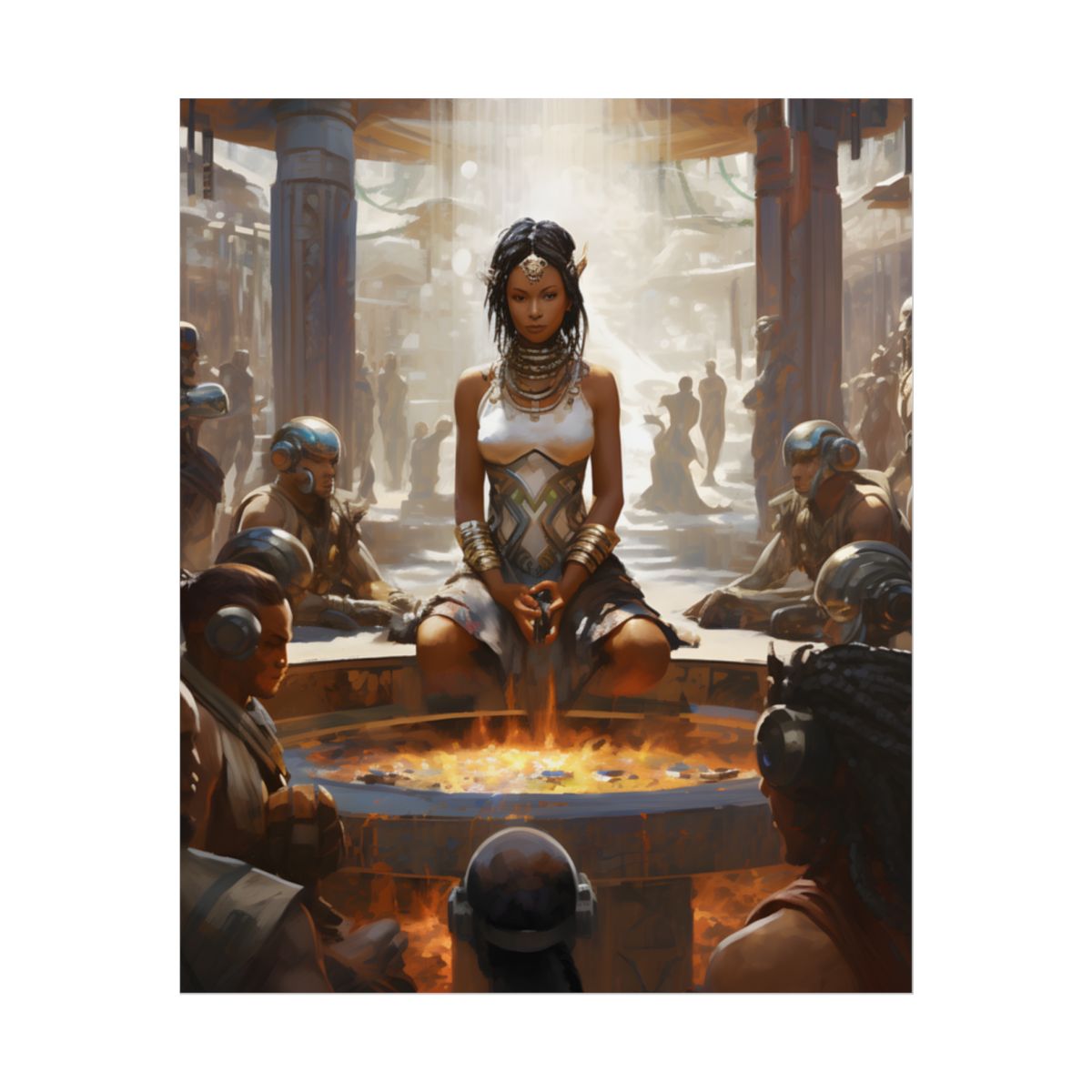 Futuristic Tribal Harmony: A Vision of Peace - Poster