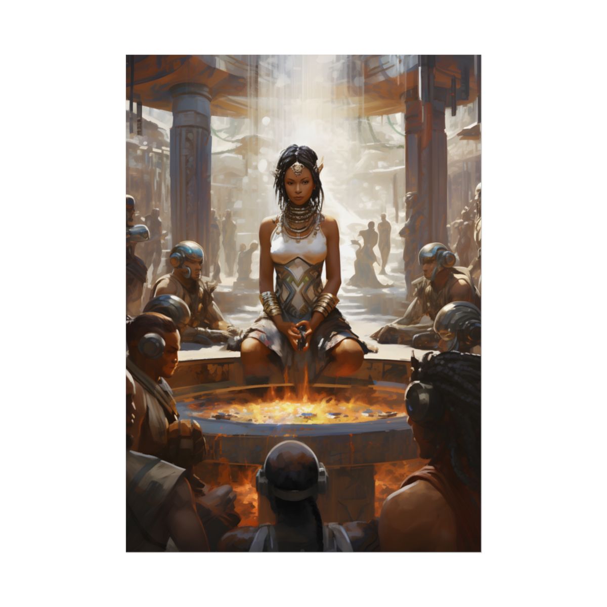 Futuristic Tribal Harmony: A Vision of Peace - Poster