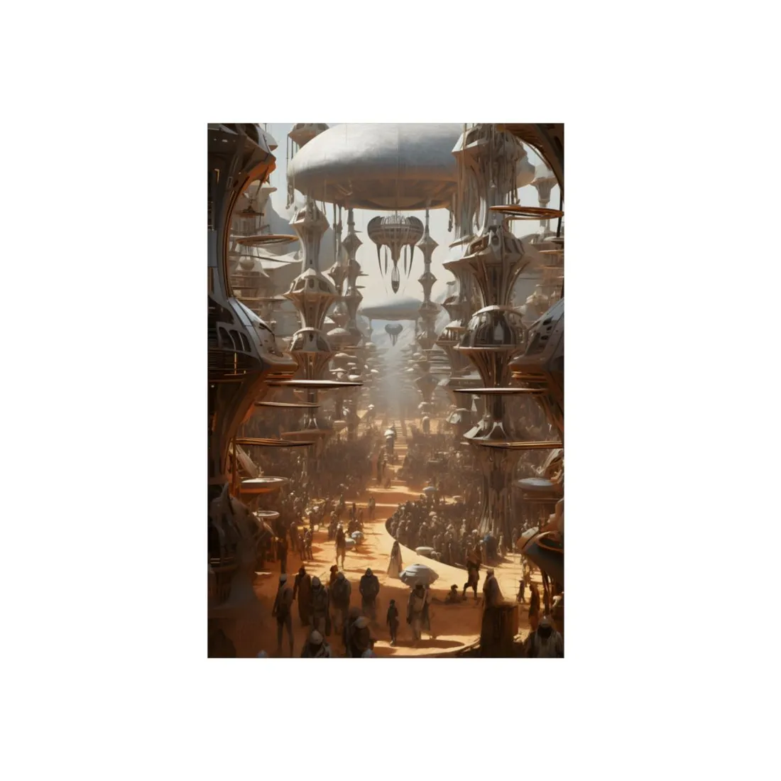 Futuristic Tribal Harmony: Urban Jungle Digital Art - Metal Poster