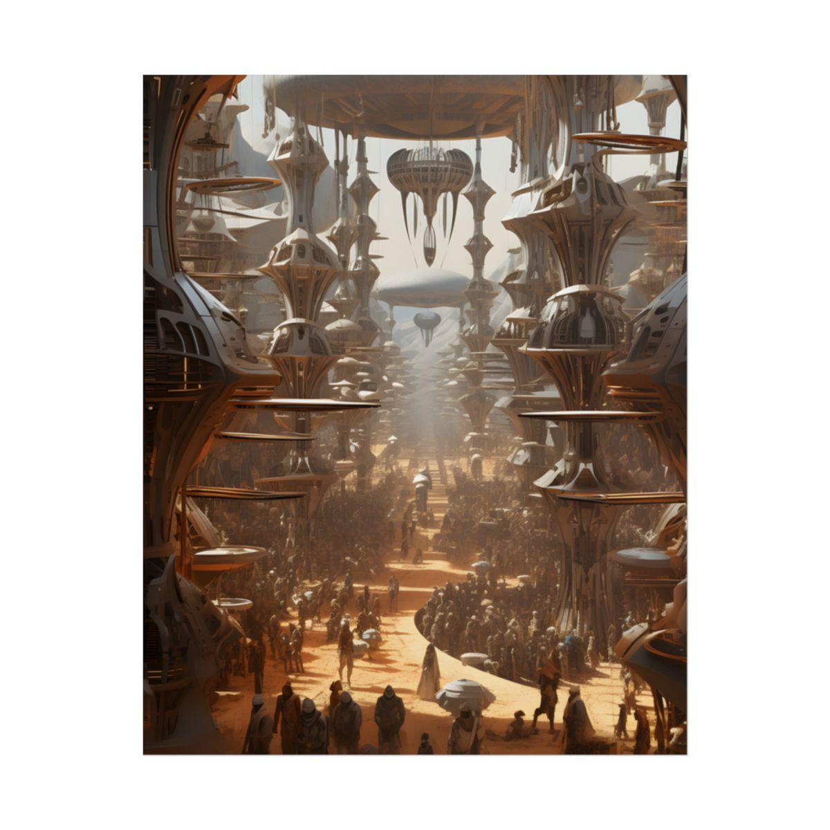 Futuristic Tribal Harmony: Urban Jungle Digital Art - Poster
